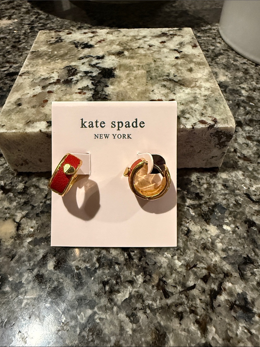 kate spade Red and Gold Enamel Huggie Earrings